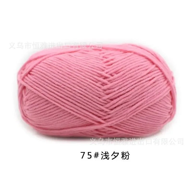 Likeecords 4-Strand Milk Cotton Yarn 60g Soft Baby Yarn for Knitting and Crochet