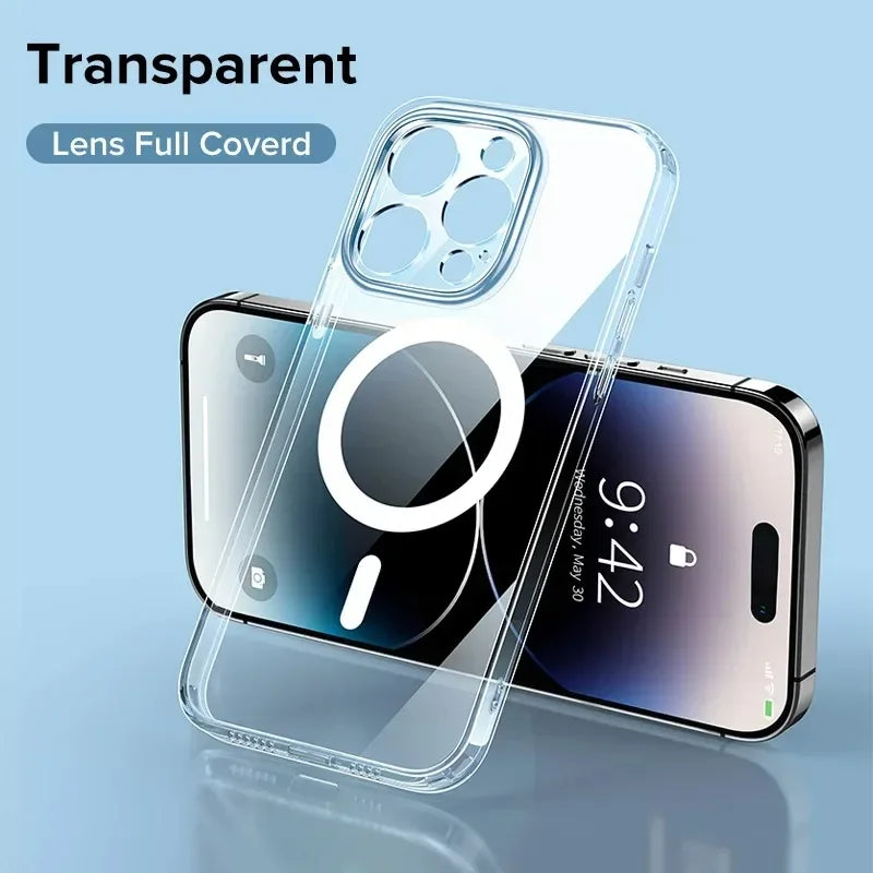 For Magsafe Original Transparent Silicone Case For iPhone 16 15 14 13 12 11 Pro Max Plus Phone Magnetic Wireless Charge Cover