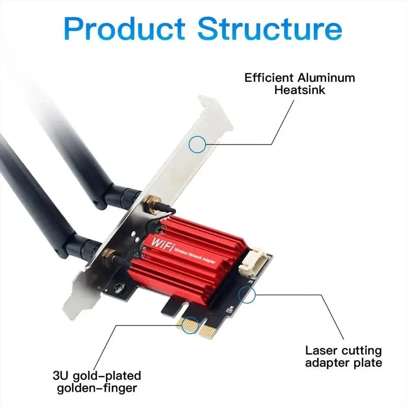 Adaptador inalámbrico PCI-E WiFi 5, tarjeta de red AC1200 de doble banda, 2,4 G/5 GHz, 802.11AC, para ordenadores de escritorio y portátiles con Bluetooth 4.0 y Windows 10