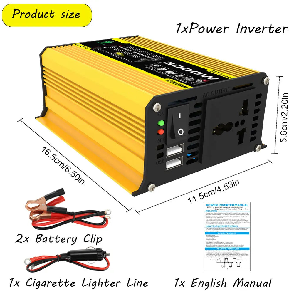 10000W/12000W Car Inverter LCD Display Pure Sine Wave Inverter DC 12V to AC 220V