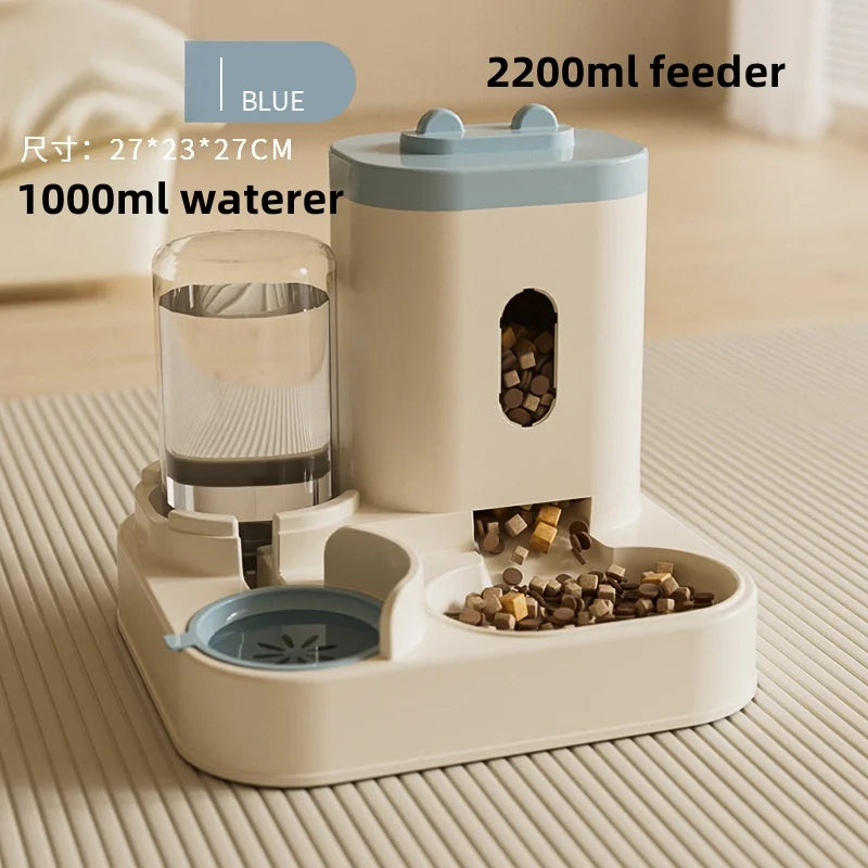 Automatic Cat Dog Feeder with Integrated Food & Water Bowl