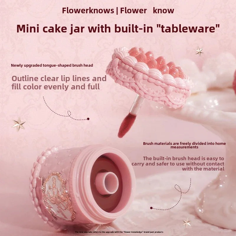 Flowerknows Strawberry Cupid Matte Velvet Lipstick Cake Lip Mud Lip Gloss Lip Cream for Women