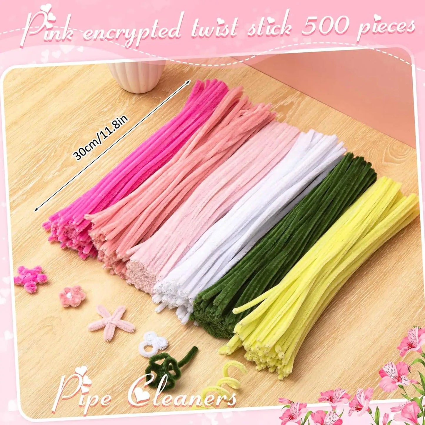 500 or 600 Pieces 12 Inch Pipe Cleaners Chenille Stems Bulk Craft Supplies for DIY Art Projects and Creative Gifts