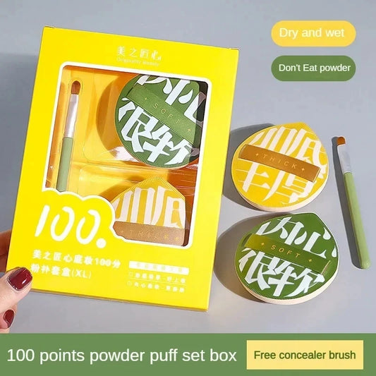 A Set Of 3 Soft Air Cushion Puff Makeup Blender Sponges