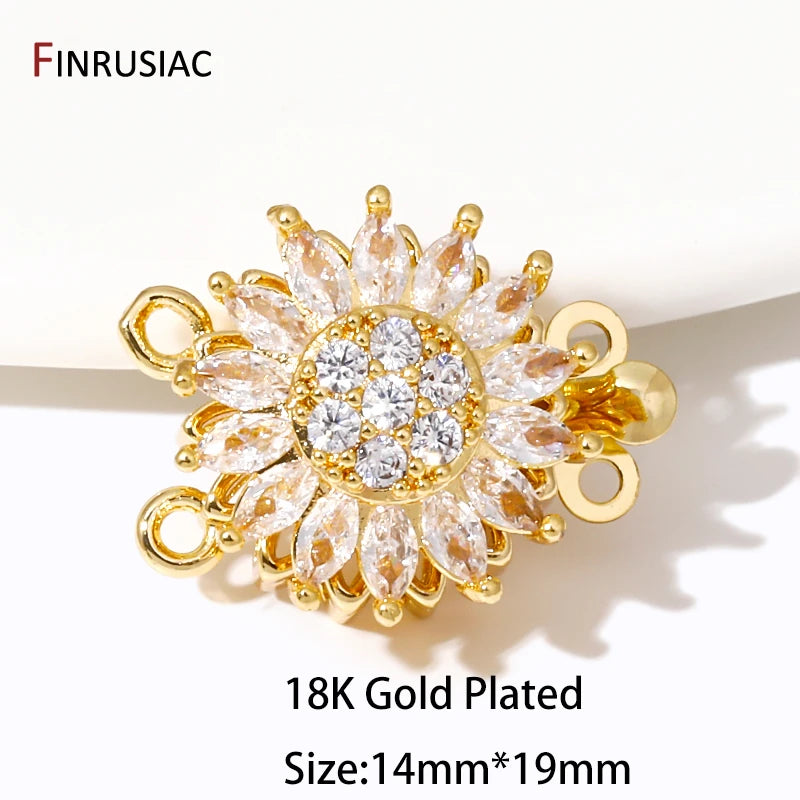 Multi Styles 18K Gold Plated Brass Flower Safety Clasps for DIY Jewelry