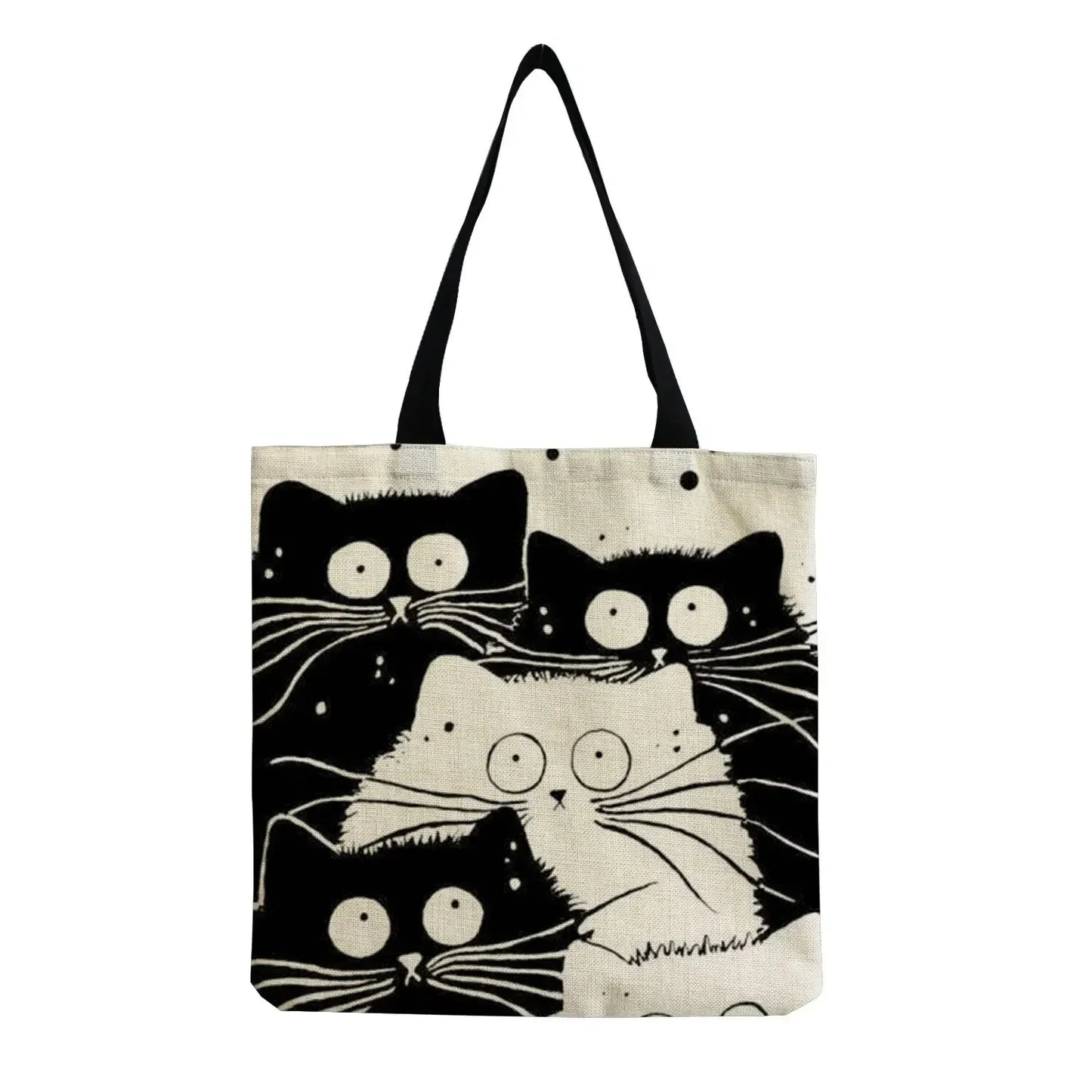 Canvas Bag High-Definition Digital Printed Shopping Bag Cat Pattern Environmentally Friendly And Portable Linen Bag