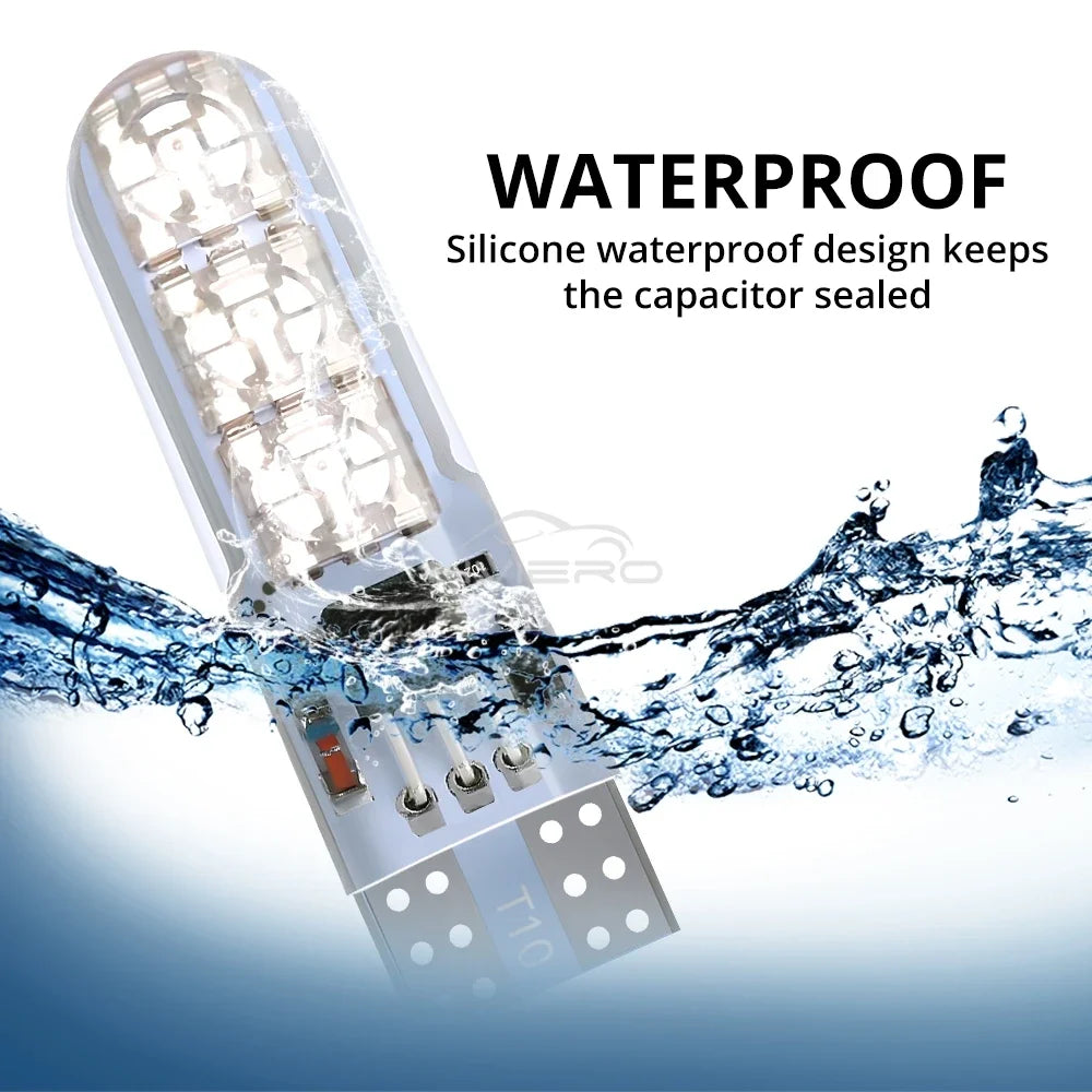 New T10 5050 6SMD DC 12V Waterproof RGB W5W Car Bulb