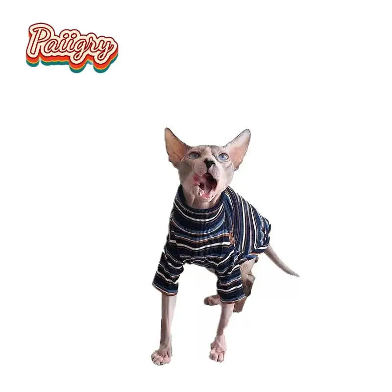 High cold retro style cat pet T-shirt, trendy fashion short sleeve, hairless cat must-have, summer pet clothing