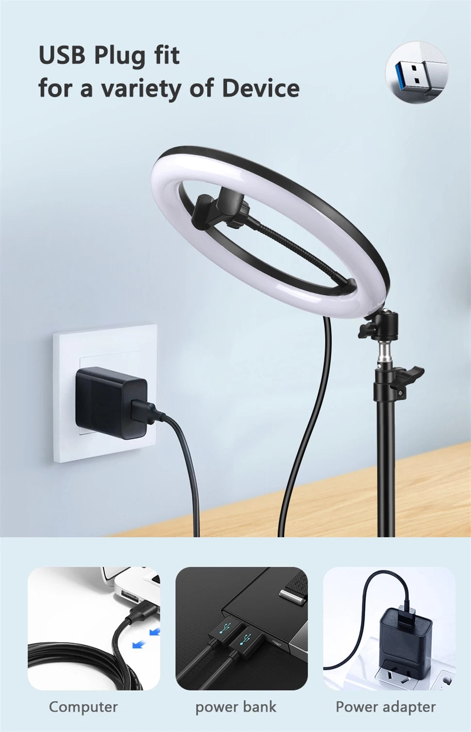 Youtube Shooting Vlog Selfie Ring Light LED Camera Lamp