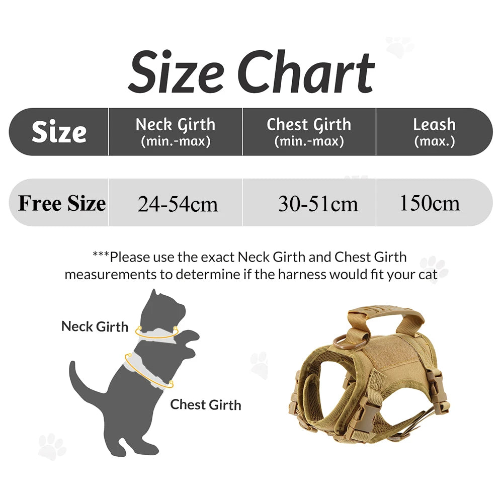 Tactical Cat Harness Leash with 2 Patches Small Dog Puppy Vest Straps with Handle Working Training Adjustable Pet Accessories