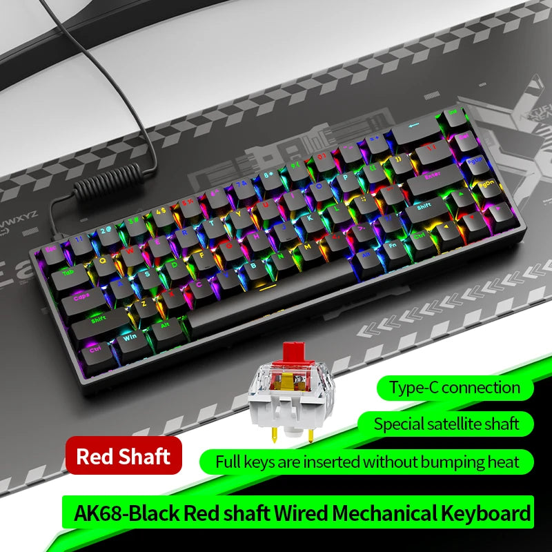 SOREX AK68 Mechanical Keyboard 68 Keys Wired Hot Swap Custom Gasket Gaming Keyboard for PC and Laptop