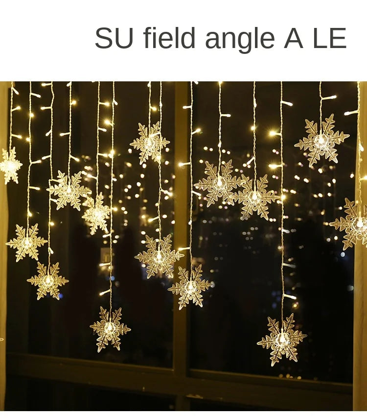 3.2M Christmas Snowflakes LED String Lights Waterproof Fairy Curtain for Holiday Party Wedding Decoration