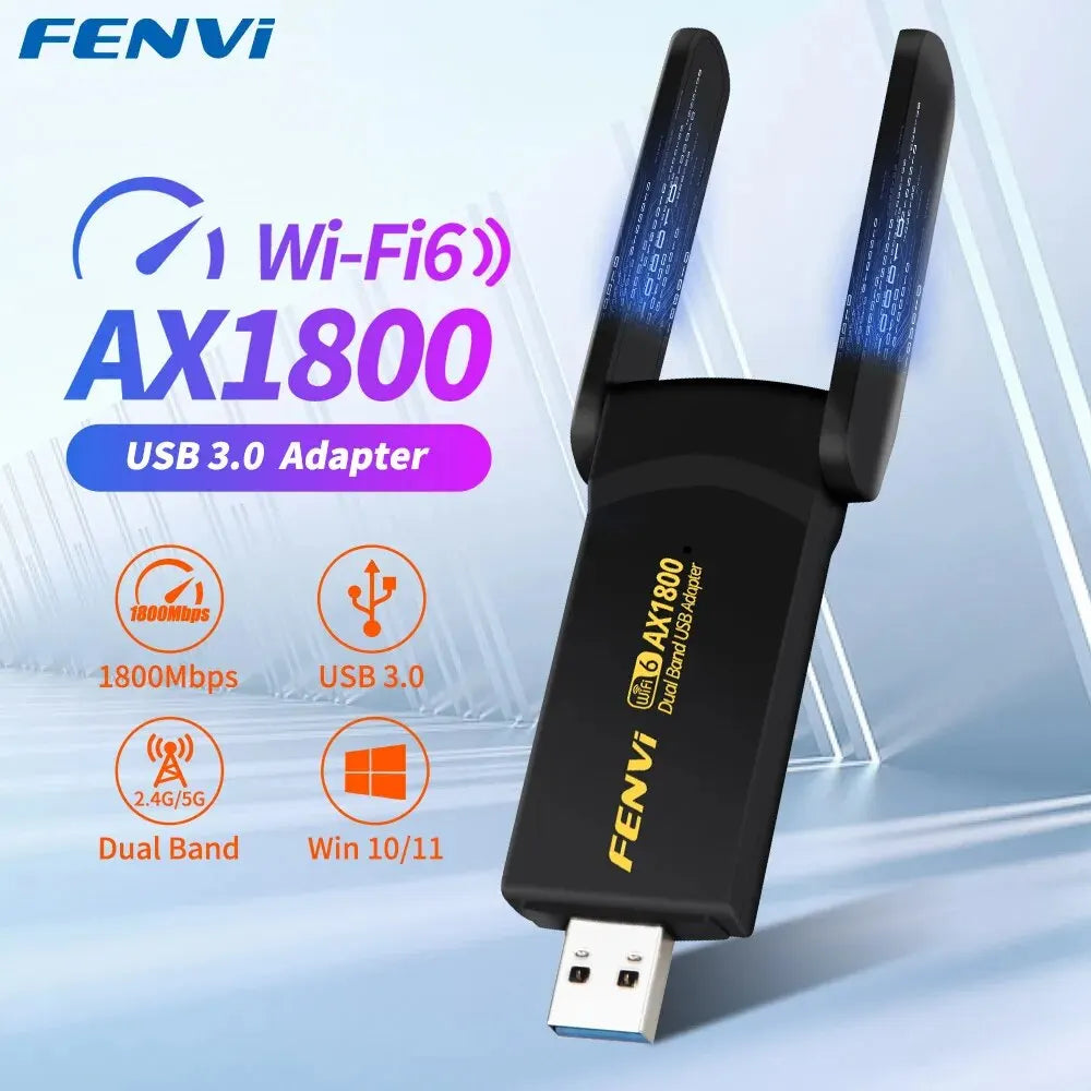 Adaptador USB WiFi 6 FENVI de 1800 Mbps, banda dual, 2,4 G/5 Ghz, receptor WiFi inalámbrico, USB 3.0, tarjeta de red para ordenador portátil con Windows 10/11