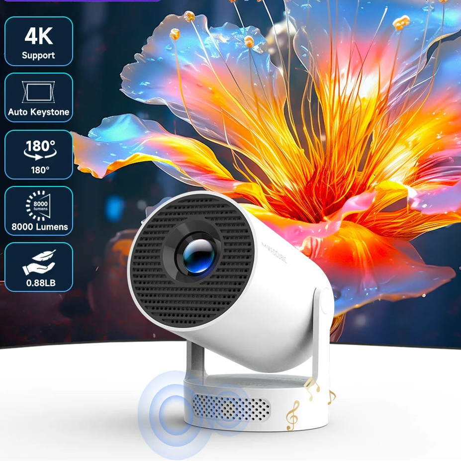 Magcubic Projector Android 11 4K 1280*720P HY300 Pro + Dual Wifi 290ANSI 180°flexible BT5.0 Cinema Outdoor Portable Projector