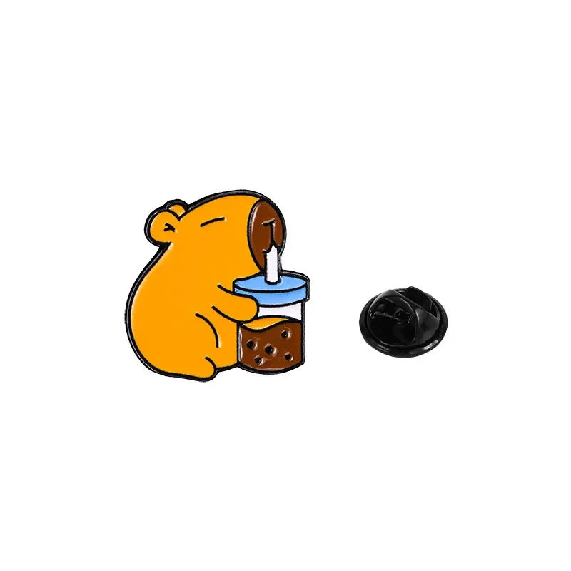Elviragirl 1Pcs Cute Cartoon Capybara Enamel Brooch Pin