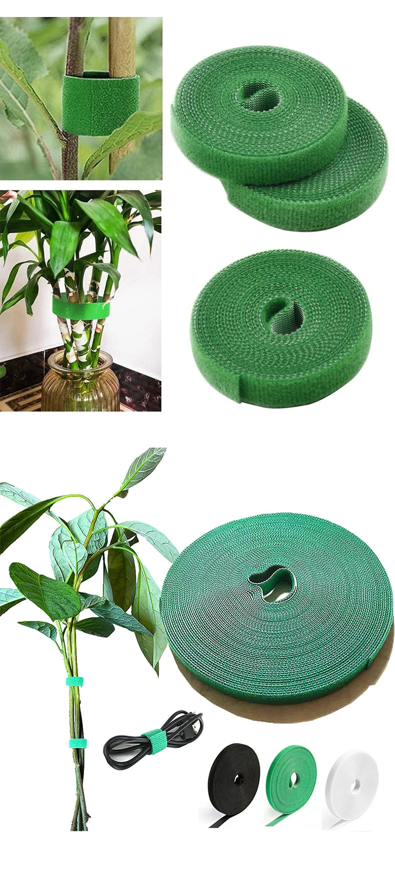 3 Rolls Green Garden Twine Plant Ties Nylon Support Wrap