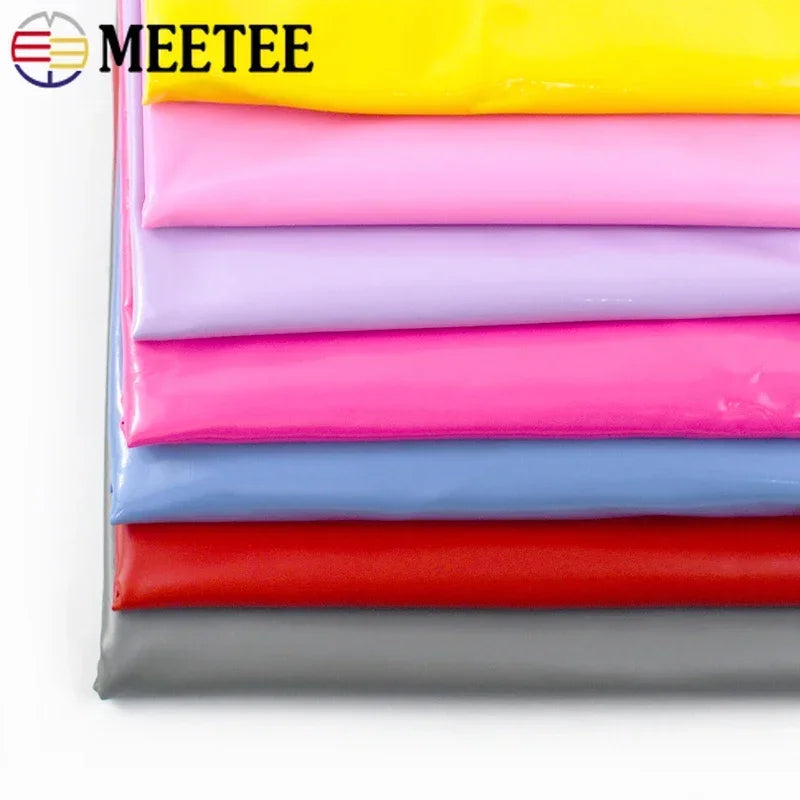 50x145cm Shiny Glossy Soft Leather Fabric Elastic Faux PU for DIY Sewing Dresses and Accessories