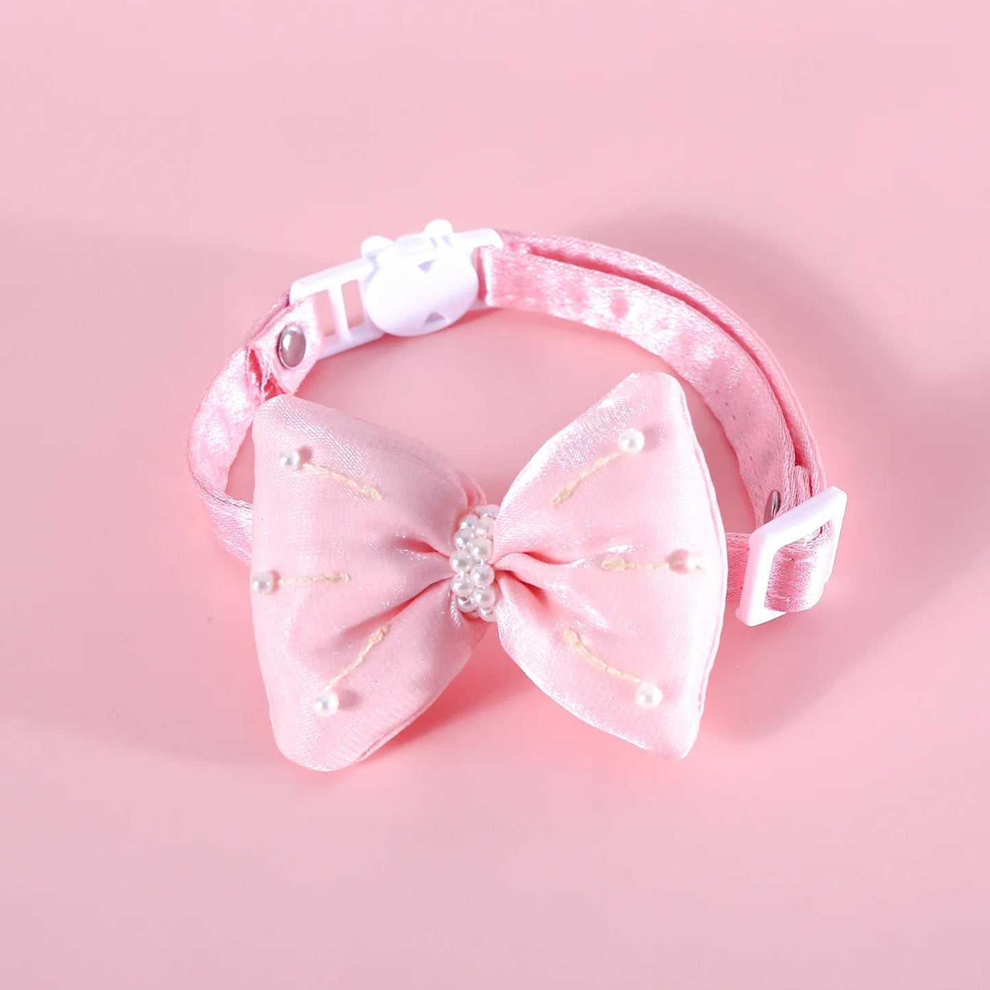 MPK New Series Pet Pearl Bow Collar Cat Anti Suffocation Love Pendant Bow Tie Also Suitable For Dog