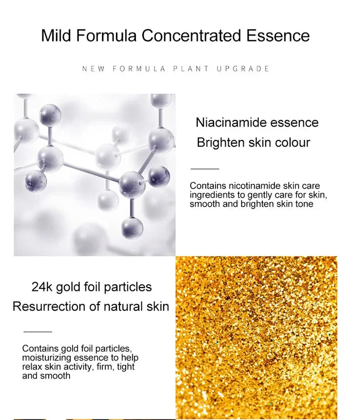 24K Gold Face Serum Hyaluronic Acid Day Cream Repair Face Pores Essence Moisturizer Brightening Serum Cream Skin Care