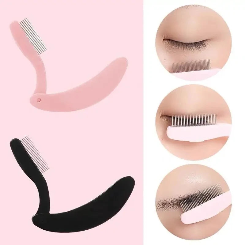 1PC Folding Eyelash Curler Comb Portable Lash Separator Mascara Lift Curl Metal Brush Mini Eyebrow Comb Makeup Tool