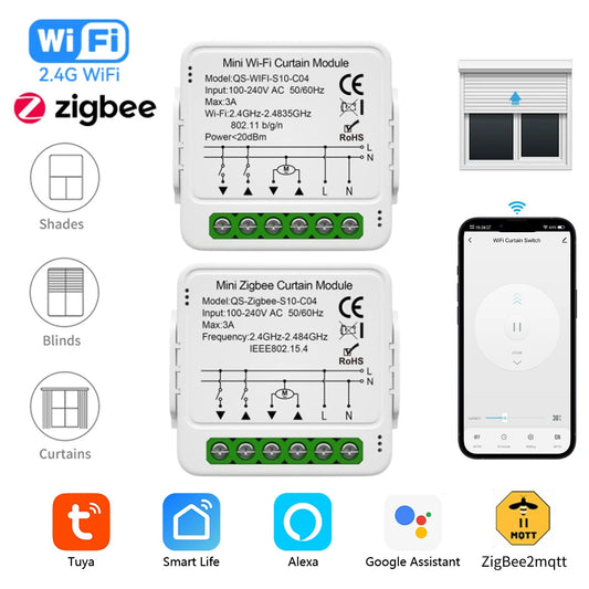 Módulo de cortina inteligente Tuya WiFi ZigBee, persianas enrollables, motor eléctrico, interruptor de cortina inteligente, funciona con Alexa y Google Home