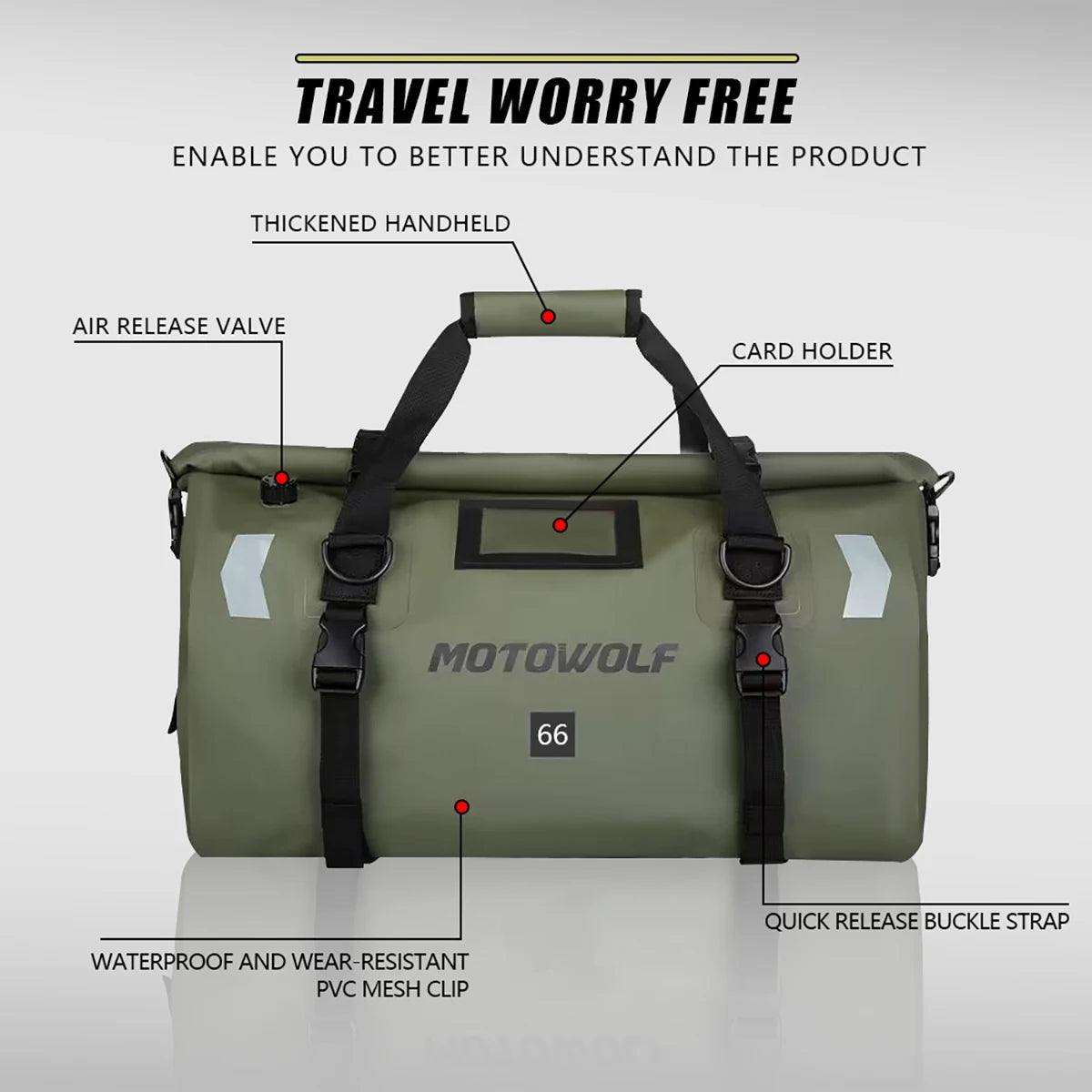 Waterproof Reflective Motorcycle Dry Bag – Tail Duffle Luggage for Camping, Hiking, Boating & Travel