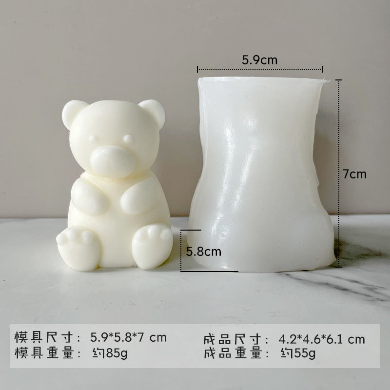 3D Cute Cartoon Bear Silicone Candle Mold Gift Making Kit