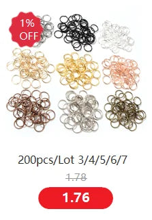 200pcs Stainless Steel Gold Color Split Jump Rings for Jewelry Making