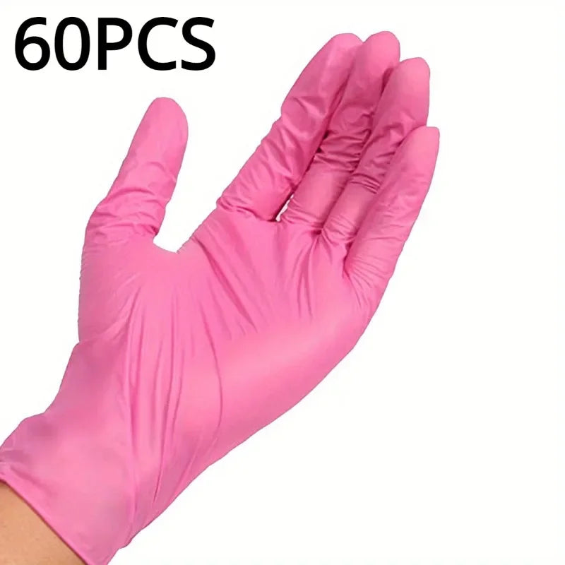Pink Nitrile Disposable Household Gloves XS to L Elastic Latex Free Waterproof Durable Cleaning Tool