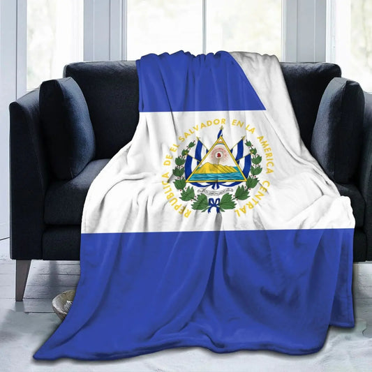 El Salvador Flag Blanket -Blue Sherpa