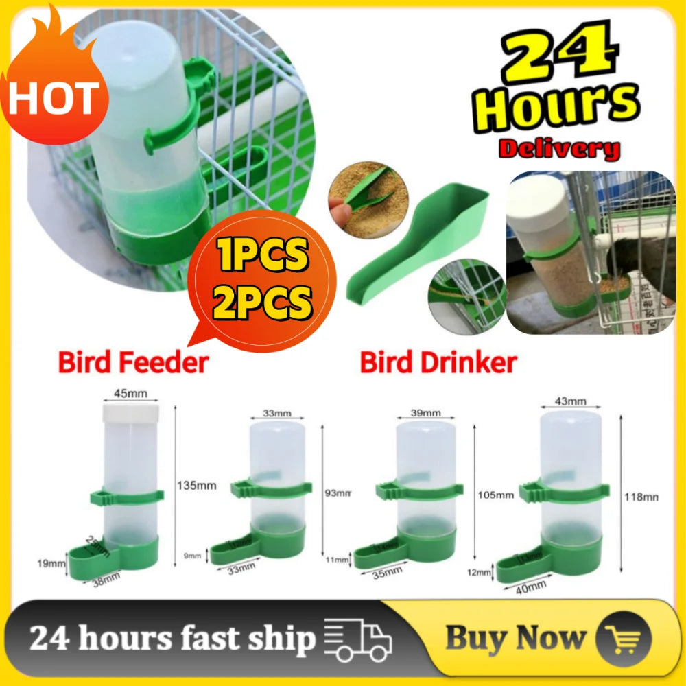 2PCS Bird Feeder Plastic Food Water Feeding Automatic Drinker Parrot Pet Parrot Drinking Cup Bowls Pet Bird Supplies Dispenser