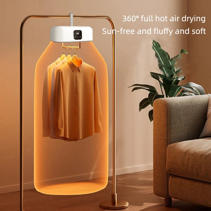 Multifunctional Electric Clothes Dryer Portable Compact Foldable Laundry Dryer Machine with Timer and Dryer Bag