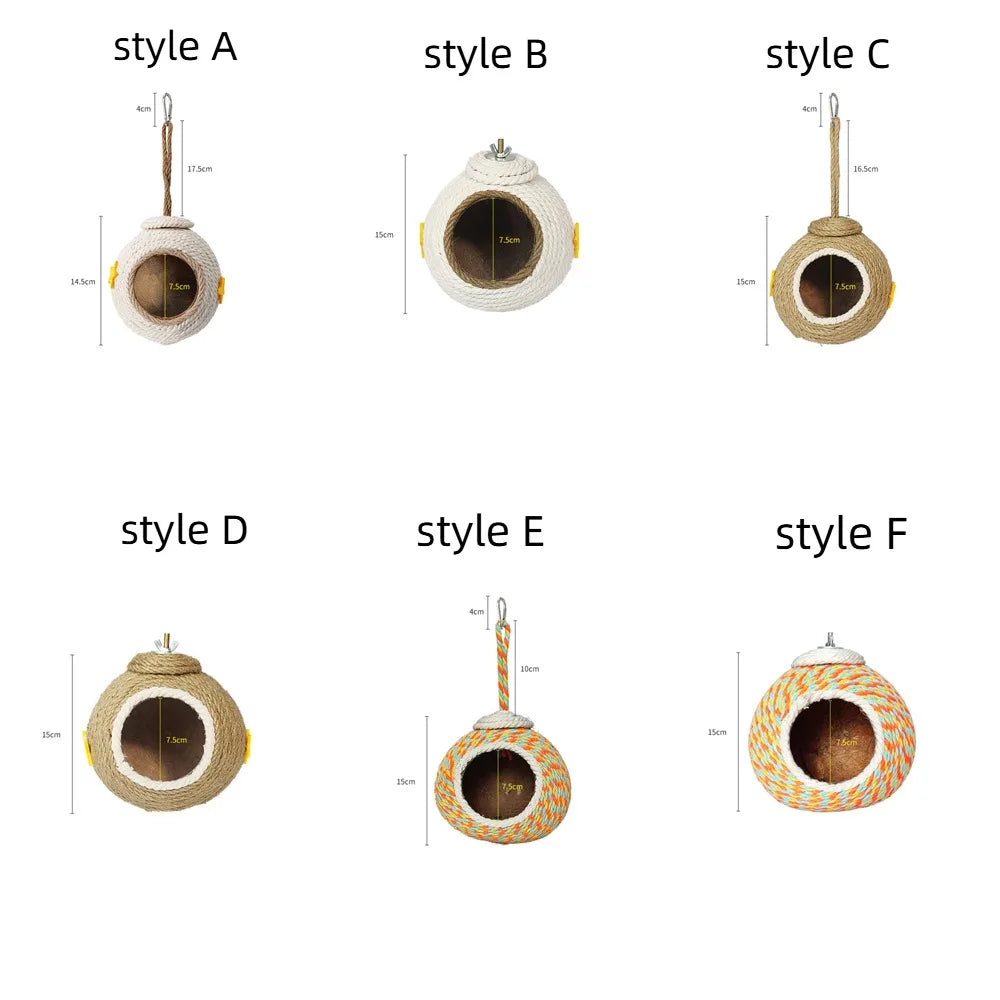 Bird Supplies Wear-resistant Coconut Husk Bird Cages Bite Resistant Mini Hamster Bed Comfortable Hanging Squirrel Bed Garden