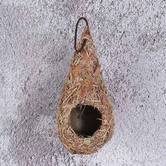 1/2PCS Bird House Natural Grass Hummingbird Bird Nest Fiber Hand-Woven Roosting Nest Bird Hut for Yard Decoration