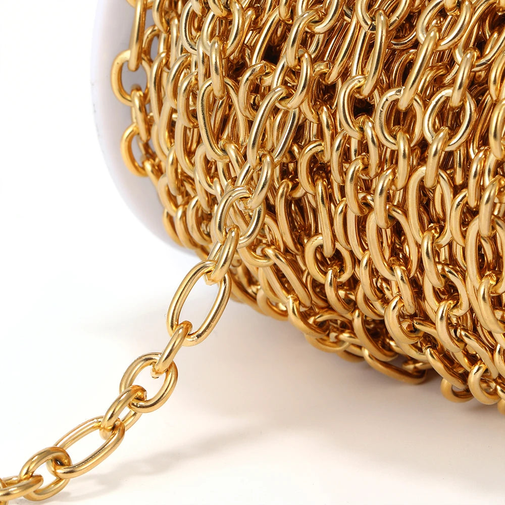 1 Meter Stainless Steel 18k Gold O Link Rolo Cable Chain