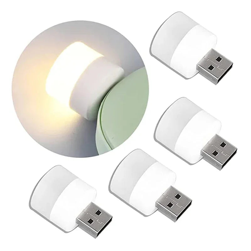 1-20Pcs Mini USB Night Light Warm White Eye Protection LED Lamp