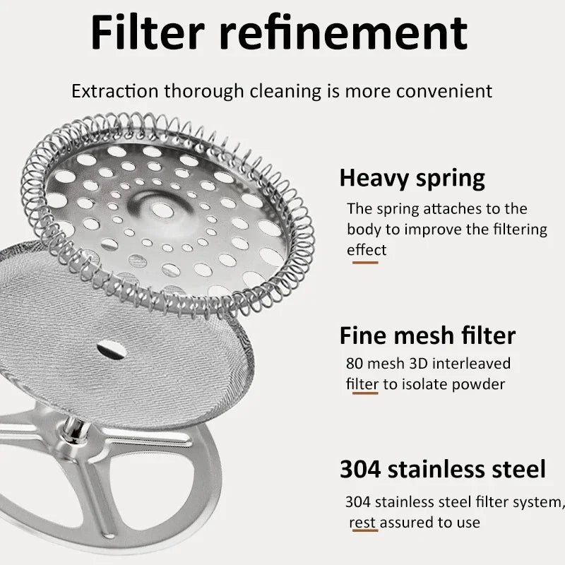 French Press Coffee Maker – 350ml/600ml/1L Borosilicate Glass Pot with Stainless Steel Filter