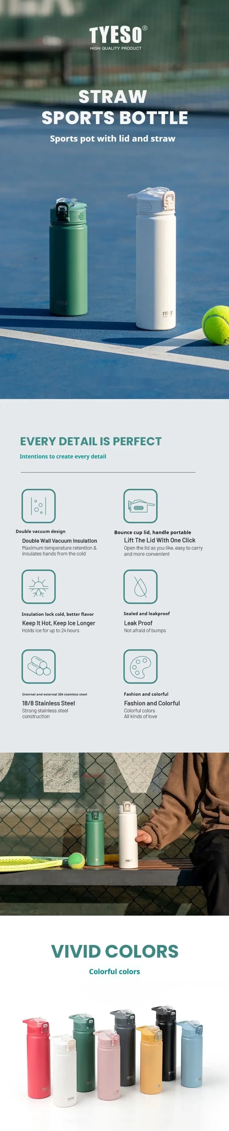 Insulated Stainless Steel Water Bottles – 600ml / 750ml Travel Thermos for Hot & Cold Drinks