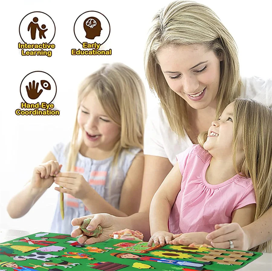 Farm Animals Felt Story Busy Board Set for Toddlers and Preschoolers Interactive Farmhouse Themed Early Learning Play
