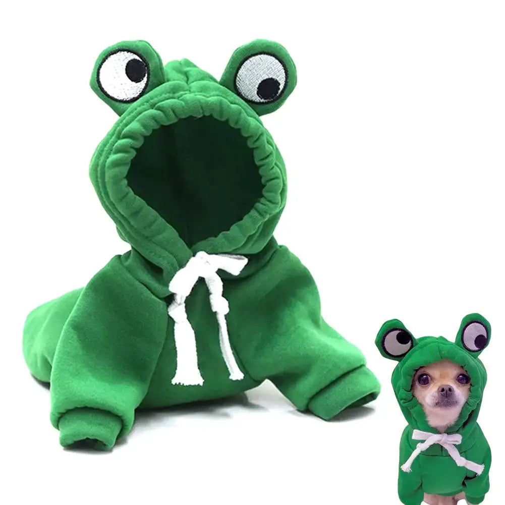 Cute Frog Pet Hoodie Dogs Clothes Christmas Warm Jumpsuits Winter Fleece Pet Overalls for Small Medium Dogs Cats Chihuahua