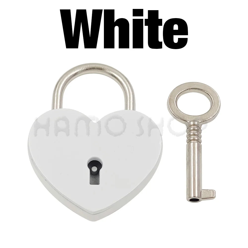 1pcs Metal Heart Shape Vintage Mini Archaize Padlock Bag Suitcase Luggage Box Key Lock With Key Hardware Strap Accessories