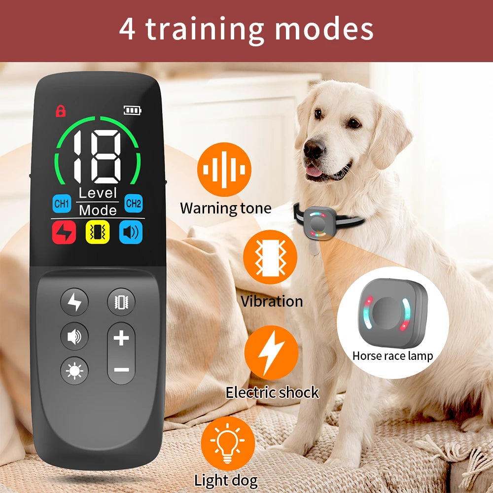 800m LCD Dog Training Collar Remote Control Pet Bark Stopper Dog Waterproof Electric Training Collars With Beep Shock Lighting