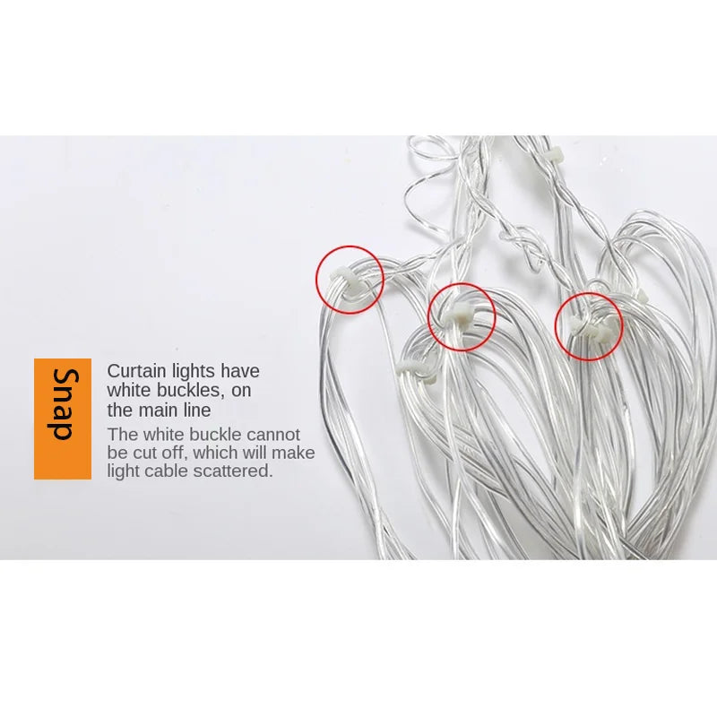 3.2M Christmas Snowflakes LED String Lights Waterproof Fairy Curtain for Holiday Party Wedding Decoration