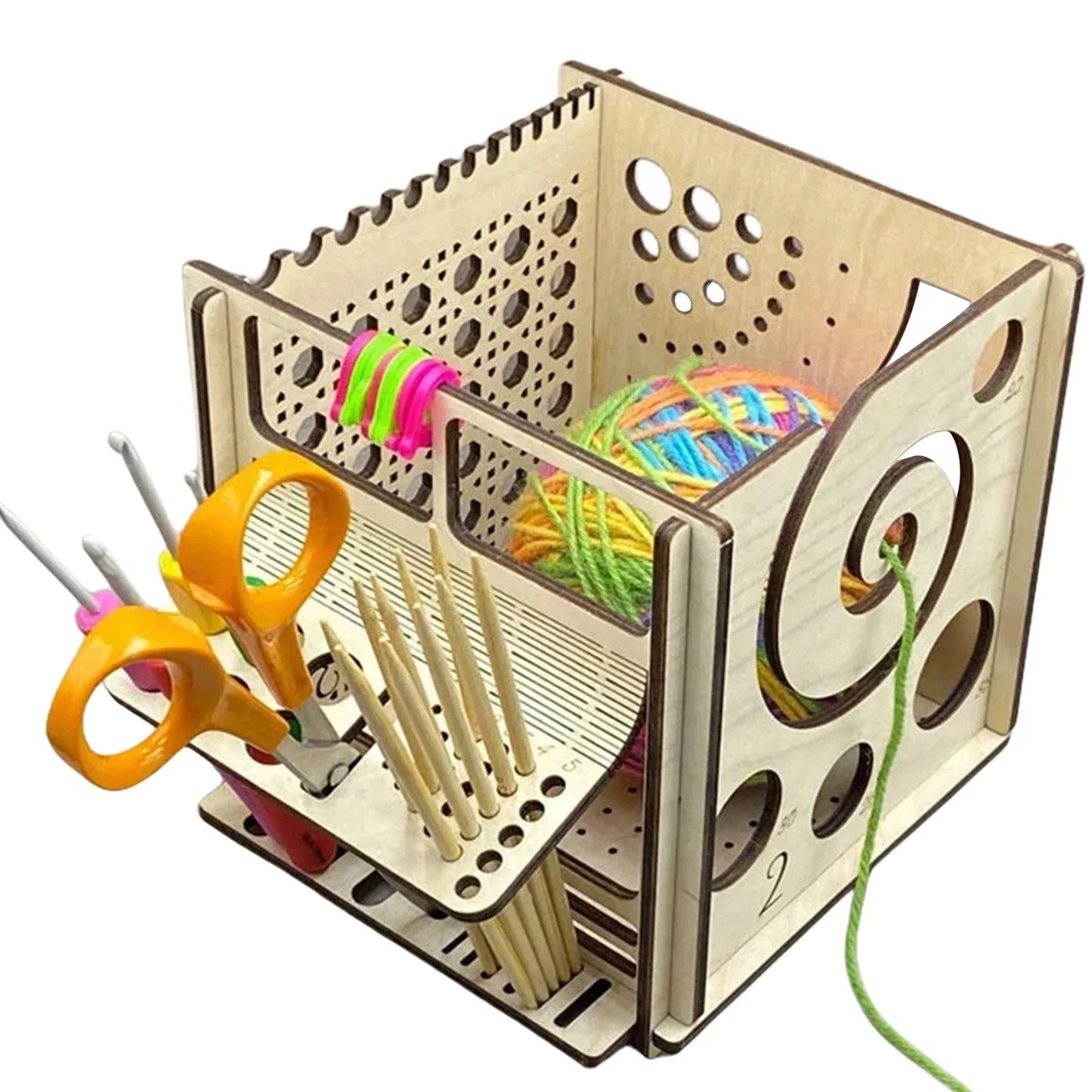 DIY All-In-One Wooden Yarn Bowl Crochet Organizer Holder