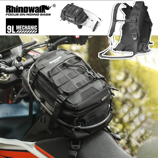 Rhinowalk Motor Fuel Tank Bag 9L Versatile Riding Backpack Motorcycle Storage Luggage With Rain Cover With 1.5L Water Bag