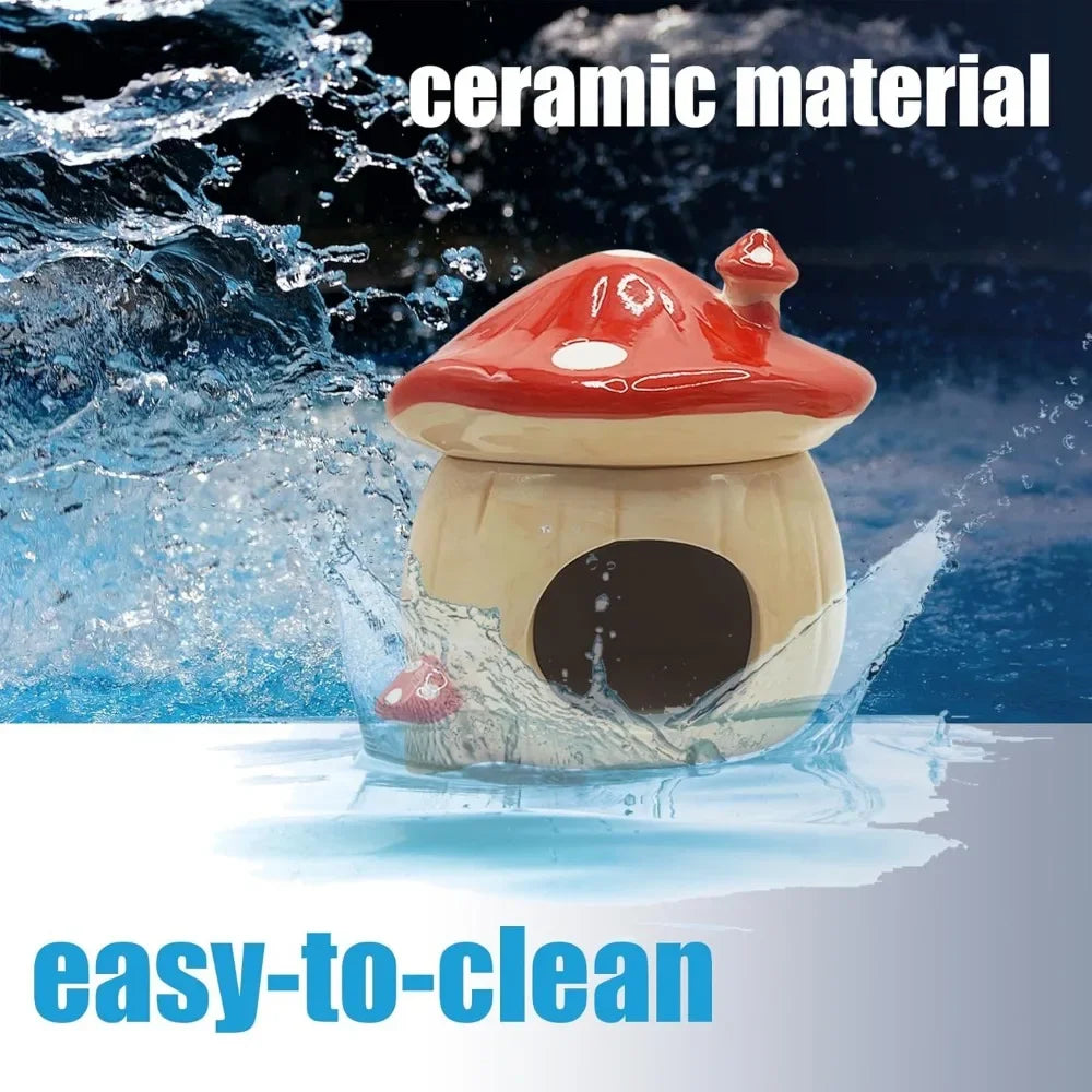 Mushroom Ceramic Hamster Hideout Water Bottle with Stand Food Bowl Hamster Accessories Golden Bear Furniture Sleephouse House