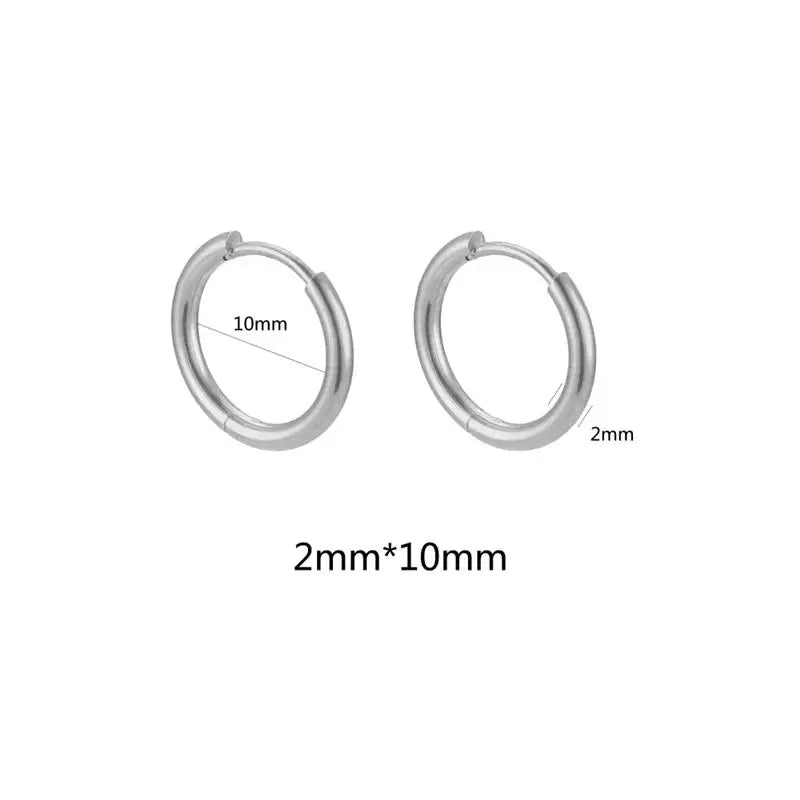 10pcs Stainless Steel Small Hoops Earring Piercing 8-20mm