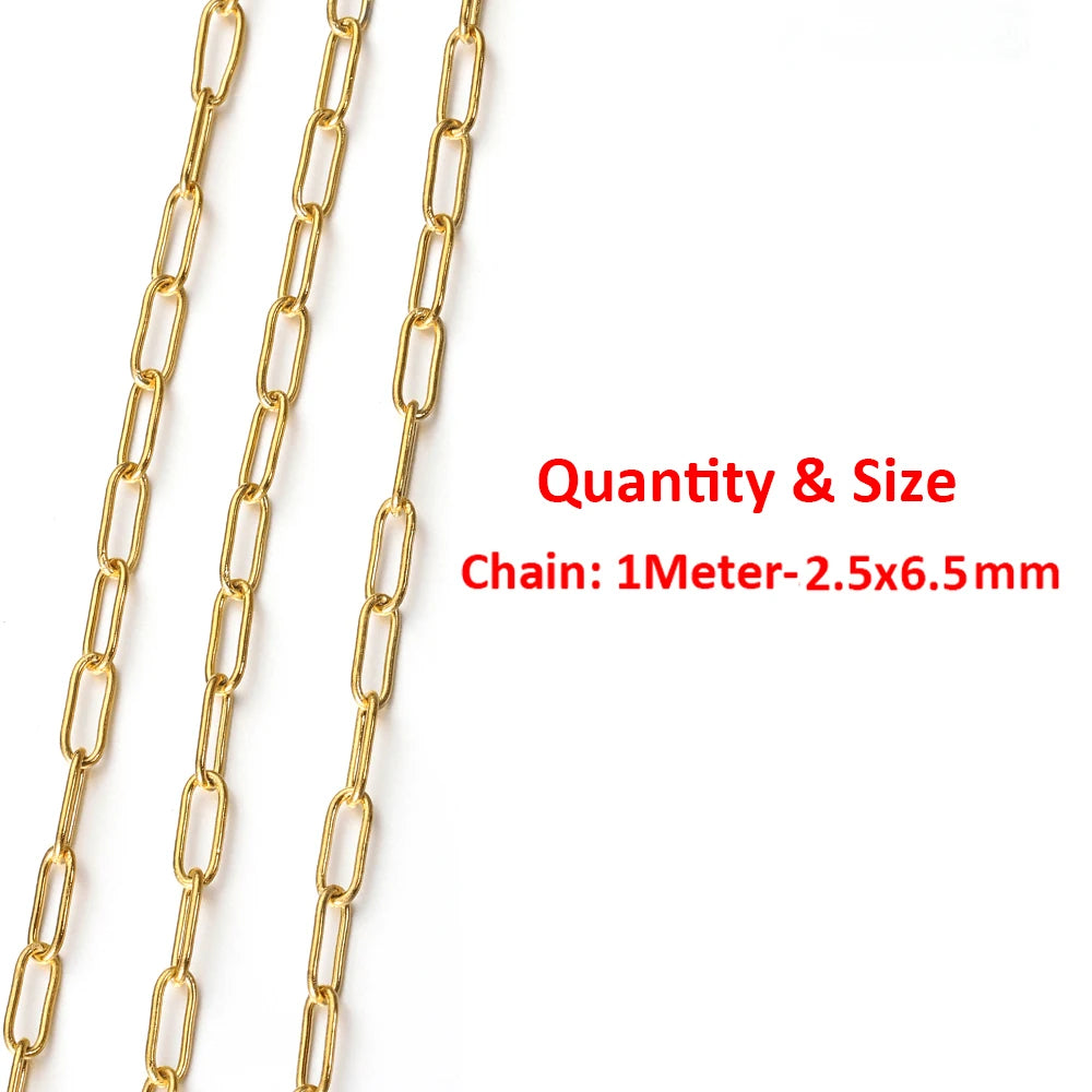2 Meters/1 Meter High Quality Gold Color Stainless Steel Chain for DIY Jewelry Making