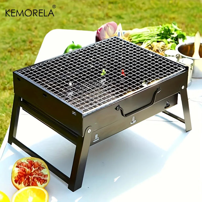 Portable Stainless Steel Mini BBQ Charcoal Grill Tool Kit for Outdoor Cooking Camping Picnics and Beach