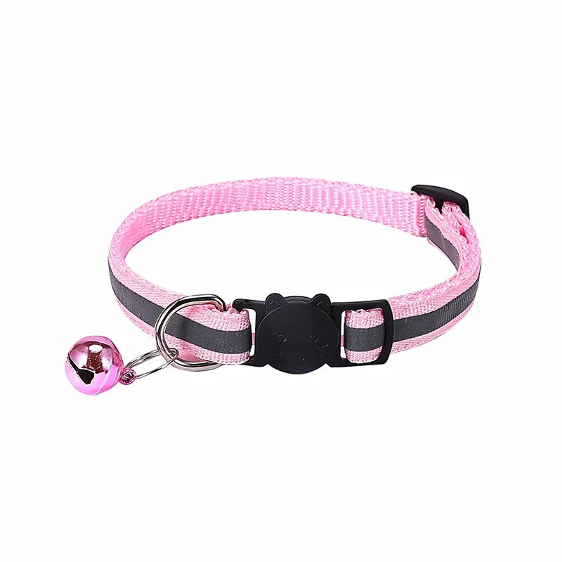 Reflective Breakaway Cat Collar Neck Ring Necklace Newborn Puppy Dog ID Collar Colorful Bell Collar for Cats Pet Kitten Products